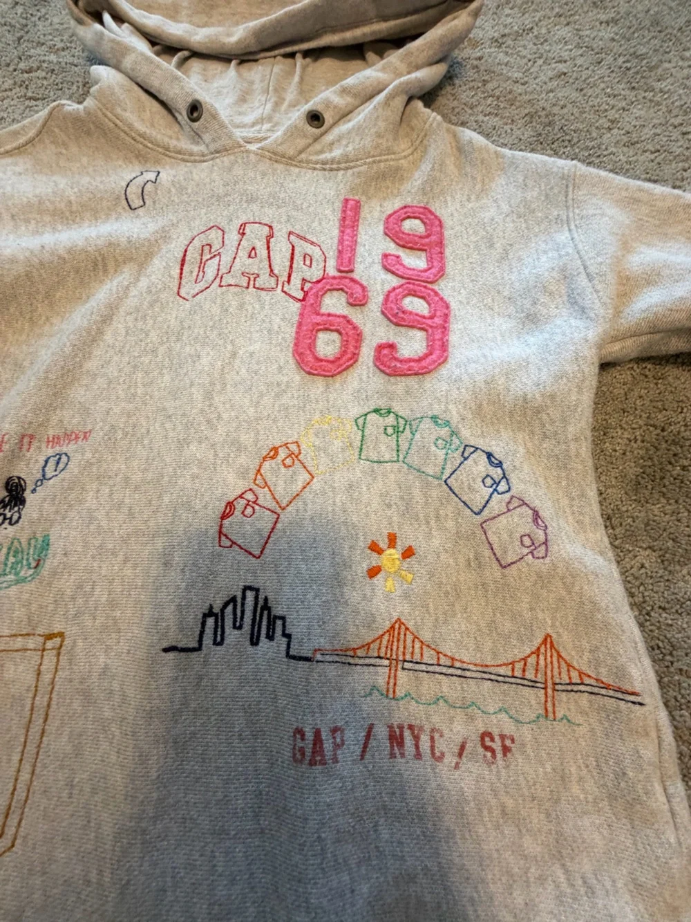 GAP Girls 50th Anniversary Graphic Hoodie Sweatshirt Gray Size L (10)